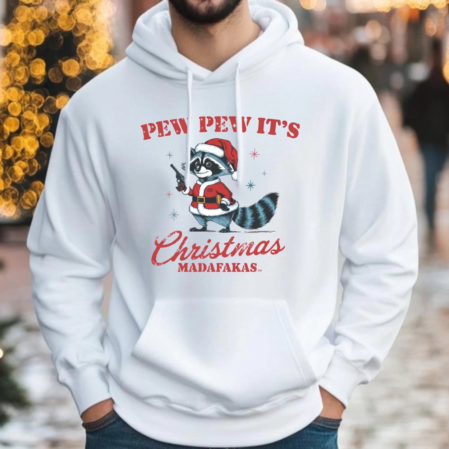 Bluza męska z kapturem świąteczna - Pew pew it's Christmas BN60 - StoryCups.pl