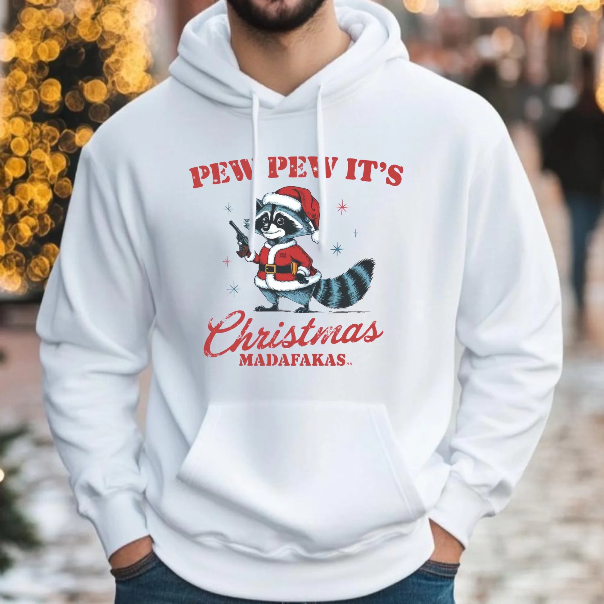 Bluza męska z kapturem świąteczna - Pew pew it's Christmas BN60 - StoryCups.pl