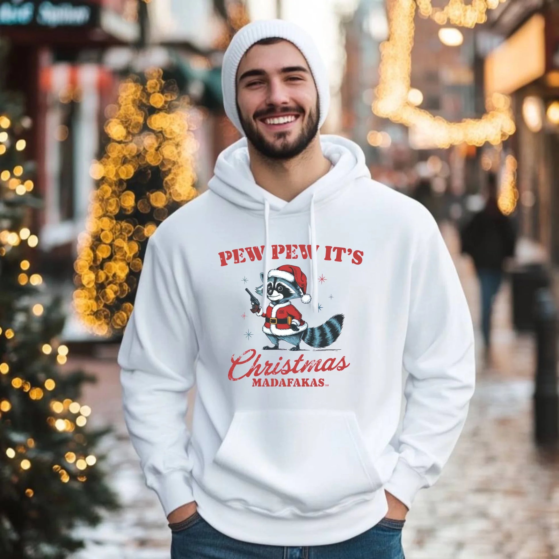 Bluza męska z kapturem świąteczna - Pew pew it's Christmas BN60 - StoryCups.pl