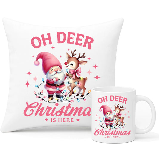Zestaw poduszka i kubek świąteczny - Oh deer Christmas is here BN59 - StoryCups.pl