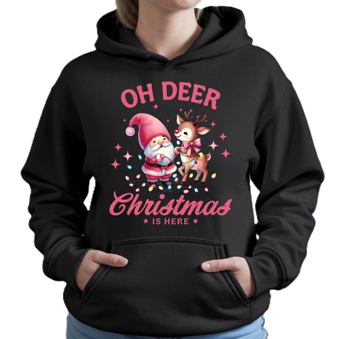 Bluza damska z kapturem świąteczna - Oh deer Christmas is here BN59 - StoryCups.pl