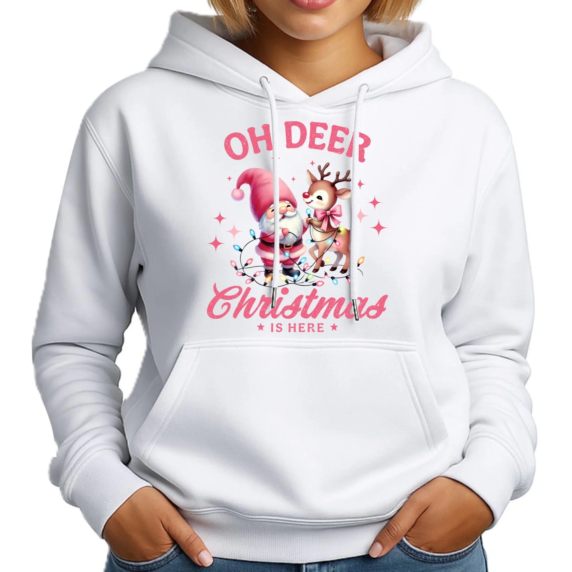 Bluza damska z kapturem świąteczna - Oh deer Christmas is here BN59 - StoryCups.pl