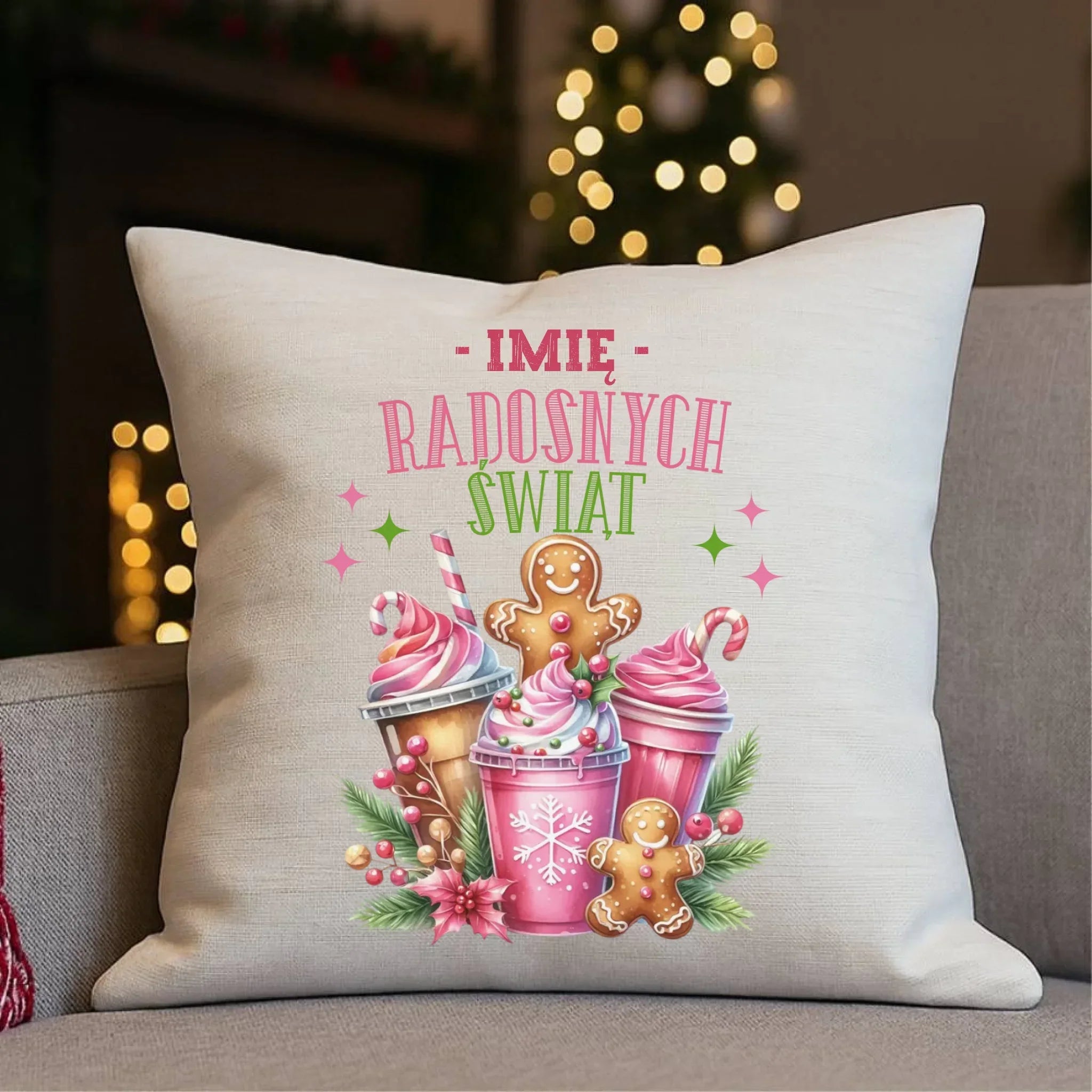 Poduszka świąteczna - Radosnych Świąt - personalizowana BN58 - StoryCups.pl