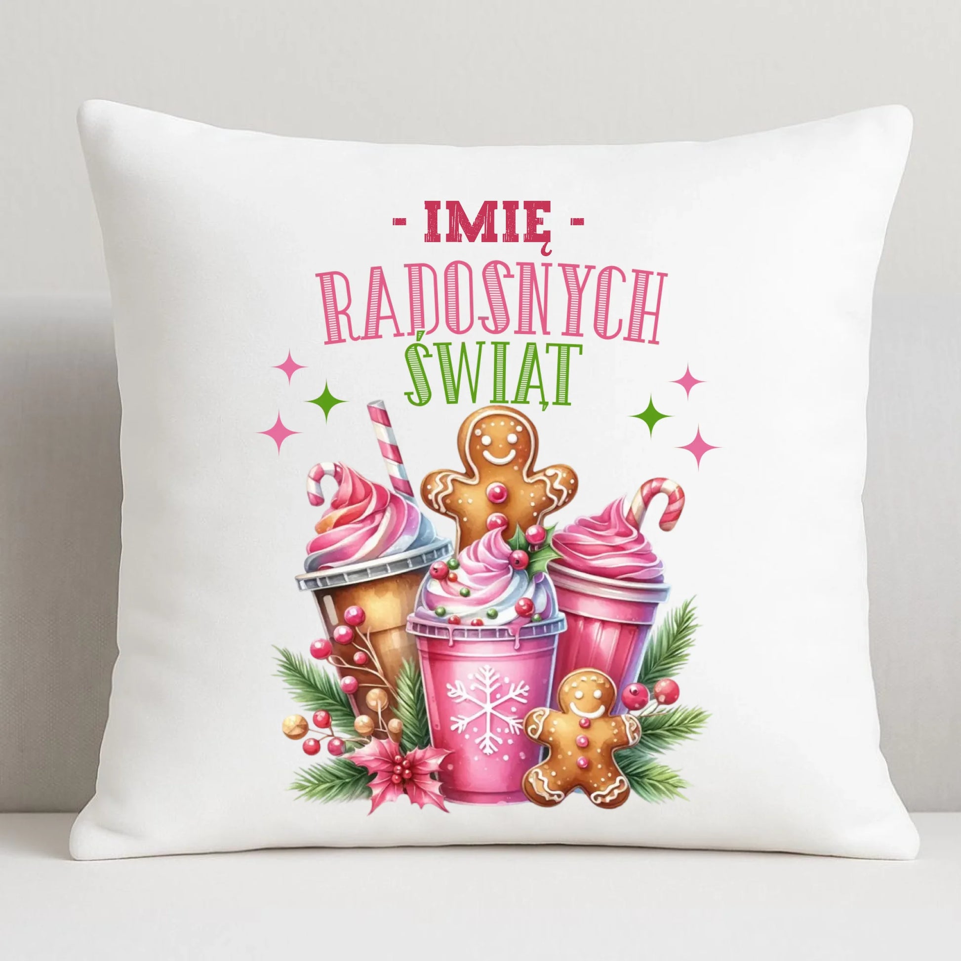 Poduszka świąteczna - Radosnych Świąt - personalizowana BN58 - StoryCups.pl