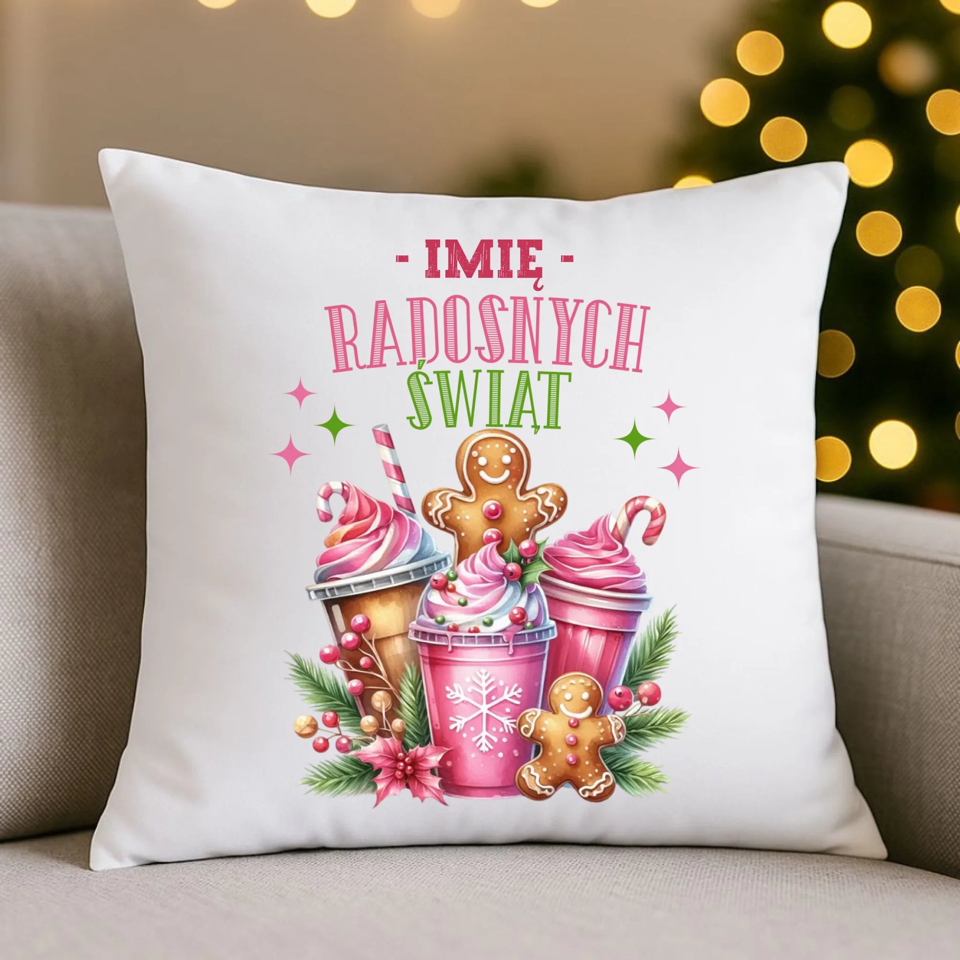 Poduszka świąteczna - Radosnych Świąt - personalizowana BN58 - StoryCups.pl