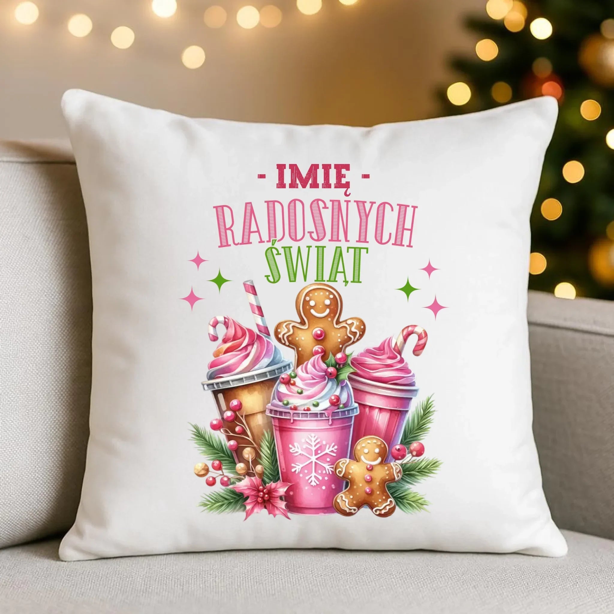 Poduszka świąteczna - Radosnych Świąt - personalizowana BN58 - StoryCups.pl