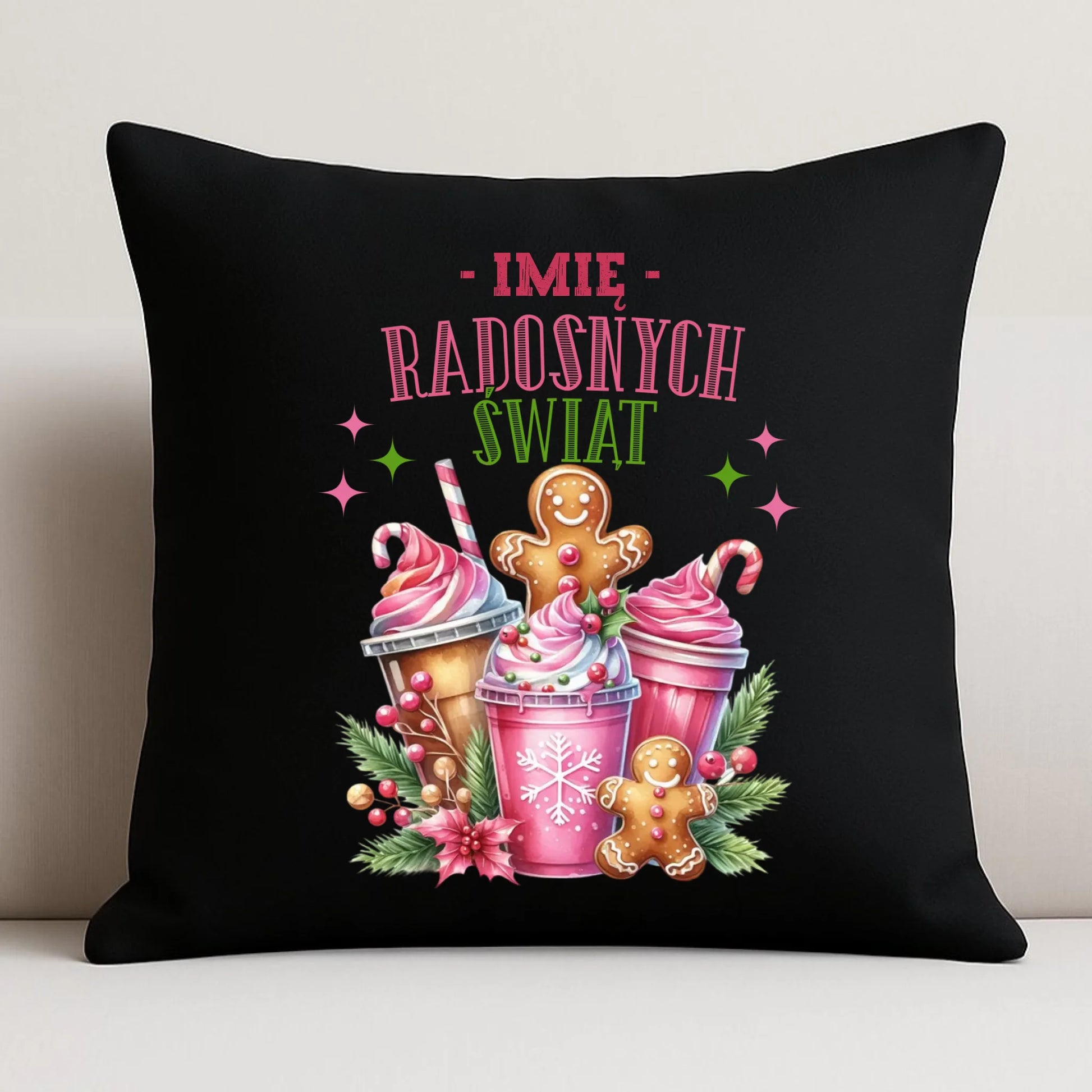 Poduszka dekoracyjna świąteczna - Radosnych Świąt - personalizowana BN58 - StoryCups.pl