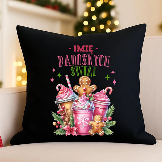 Poduszka dekoracyjna świąteczna - Radosnych Świąt - personalizowana BN58 - StoryCups.pl