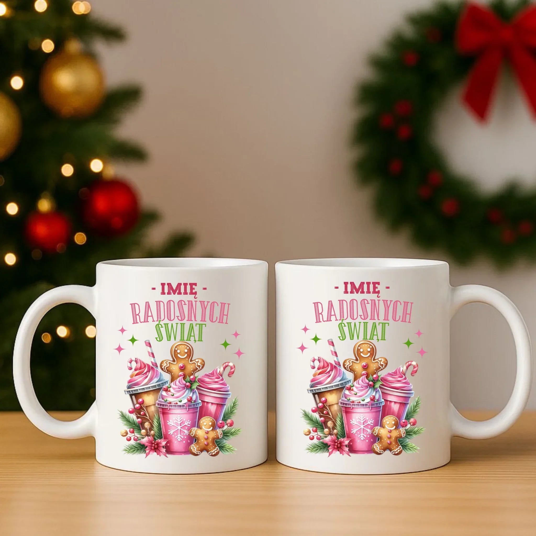 Zestaw poduszka i kubek świąteczny - Radosnych Świąt - personalizowany BN58 - StoryCups.pl