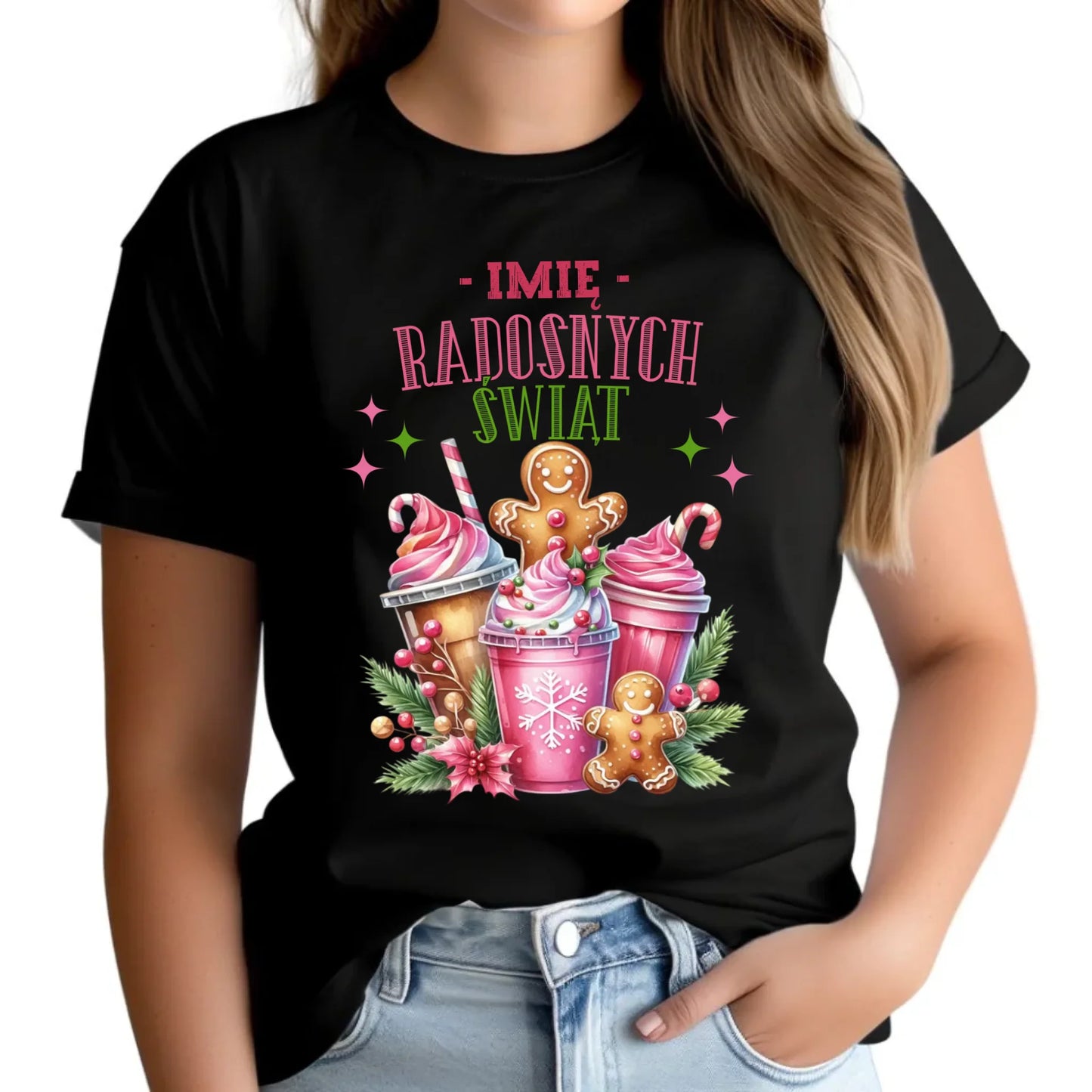 Koszulka damska świąteczna - Radosnych Świąt - personalizowana BN58 - StoryCups.pl