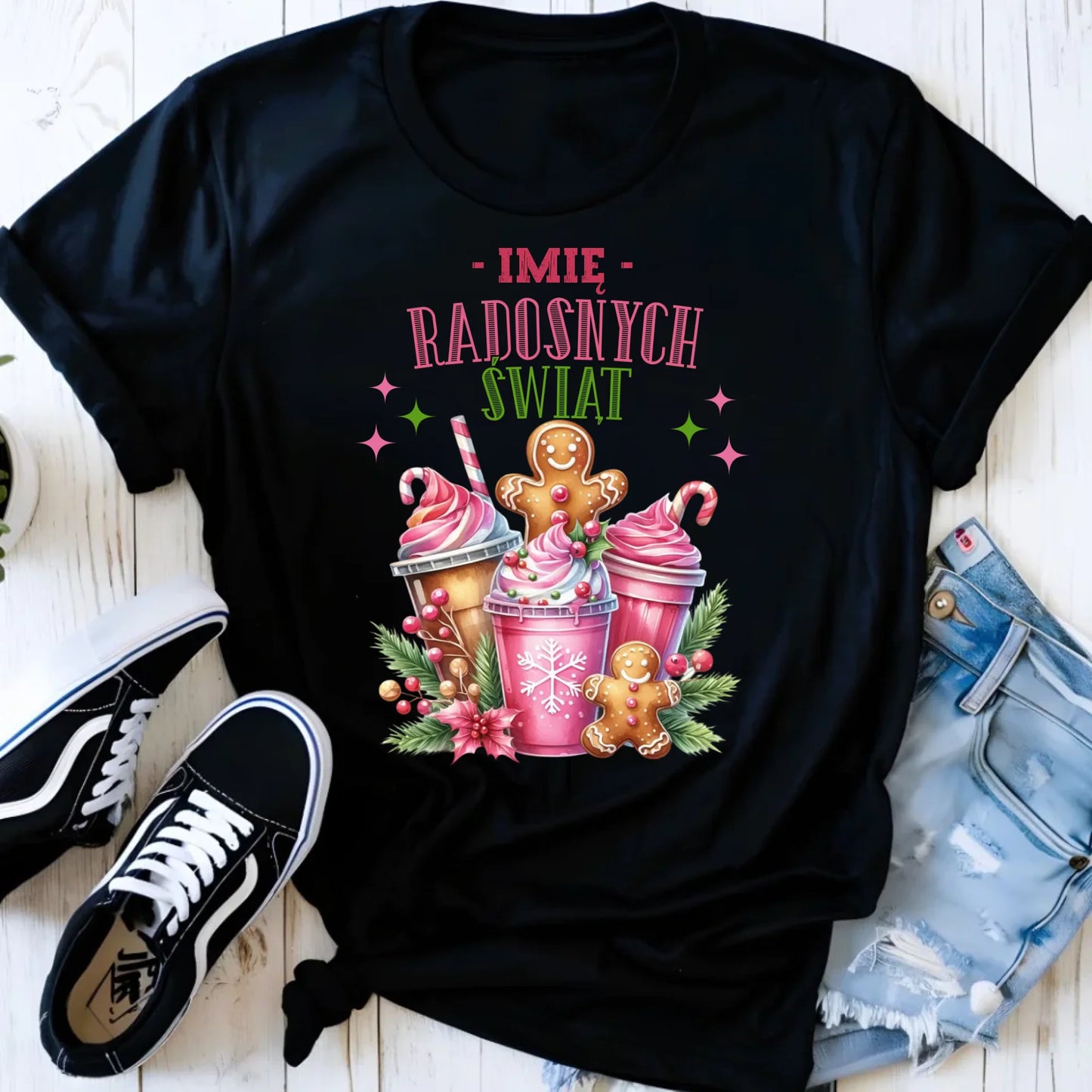 Koszulka damska świąteczna - Radosnych Świąt - personalizowana BN58 - StoryCups.pl