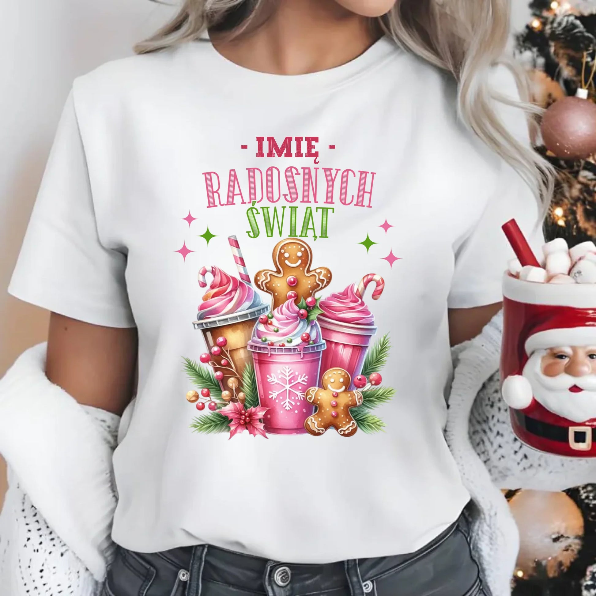 Koszulka damska świąteczna - Radosnych Świąt - personalizowana BN58 - StoryCups.pl