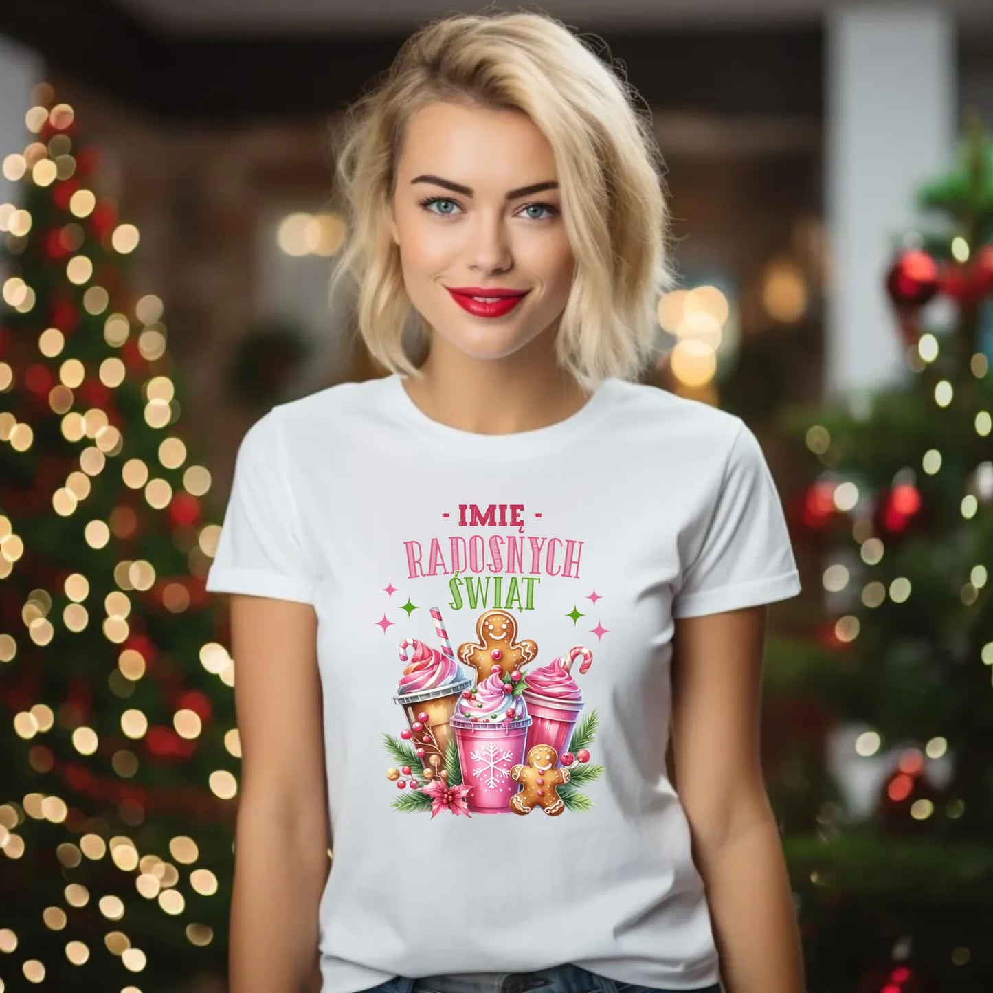 Koszulka damska świąteczna - Radosnych Świąt - personalizowana BN58 - StoryCups.pl