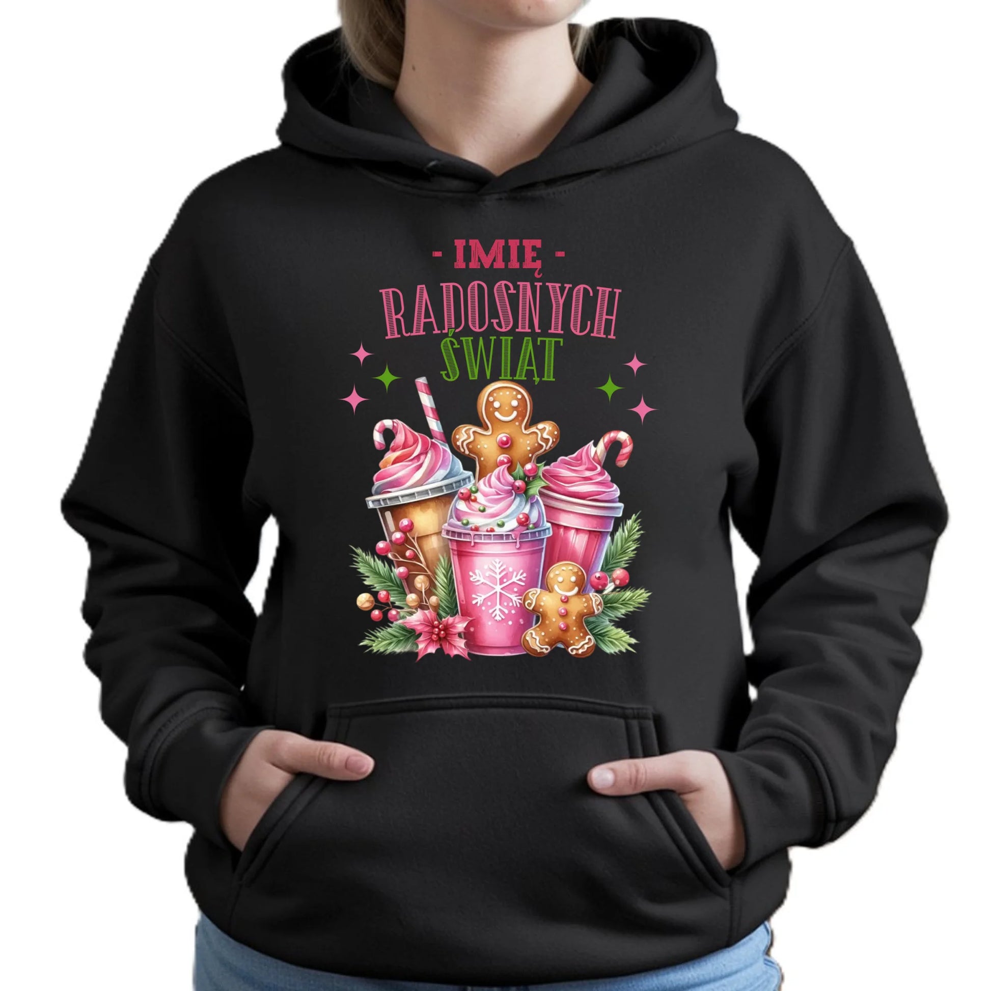 Bluza damska z kapturem świąteczna - Radosnych Świąt - personalizowana BN58 - StoryCups.pl