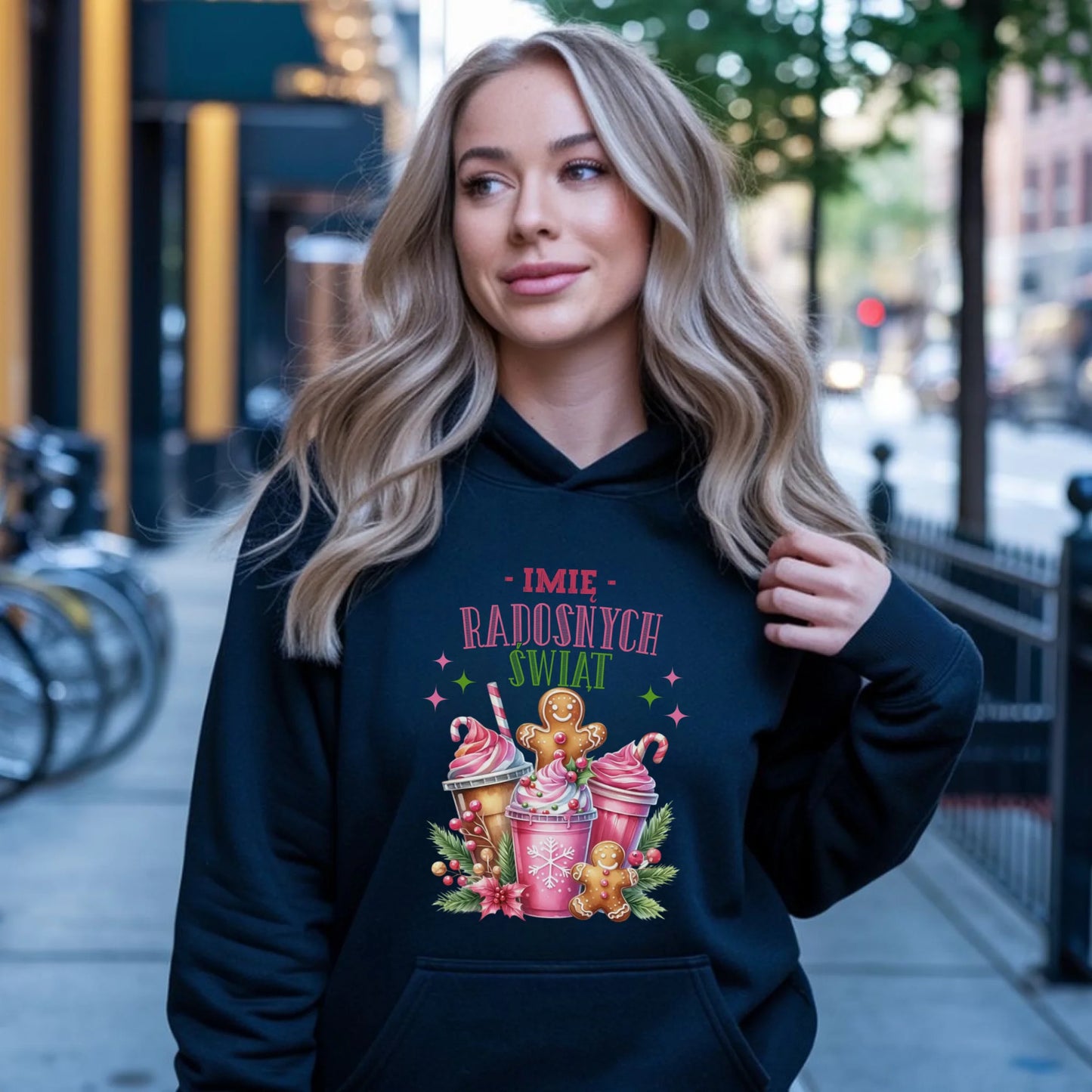 Bluza damska z kapturem świąteczna - Radosnych Świąt - personalizowana BN58 - StoryCups.pl