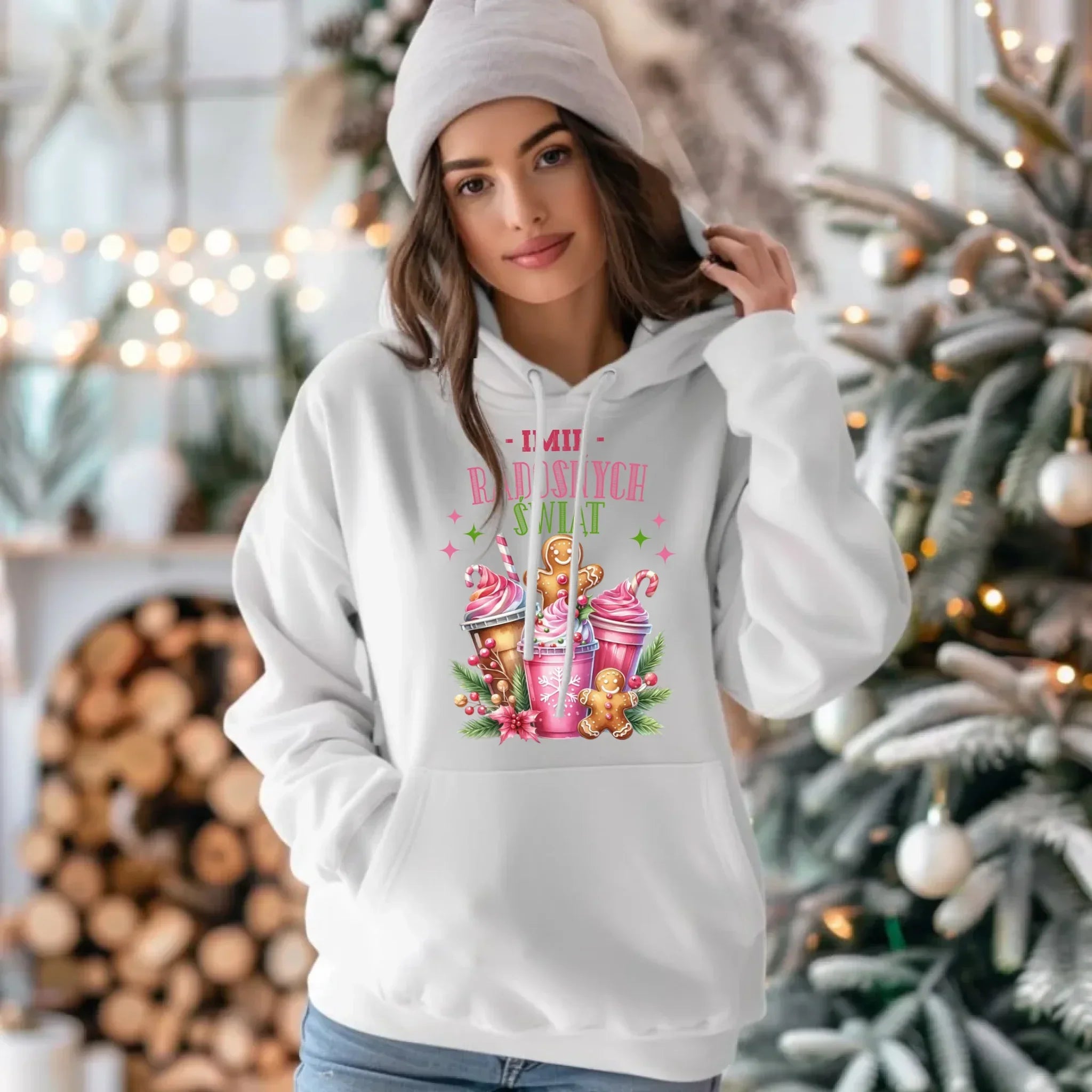 Bluza damska z kapturem świąteczna - Radosnych Świąt - personalizowana BN58 - StoryCups.pl
