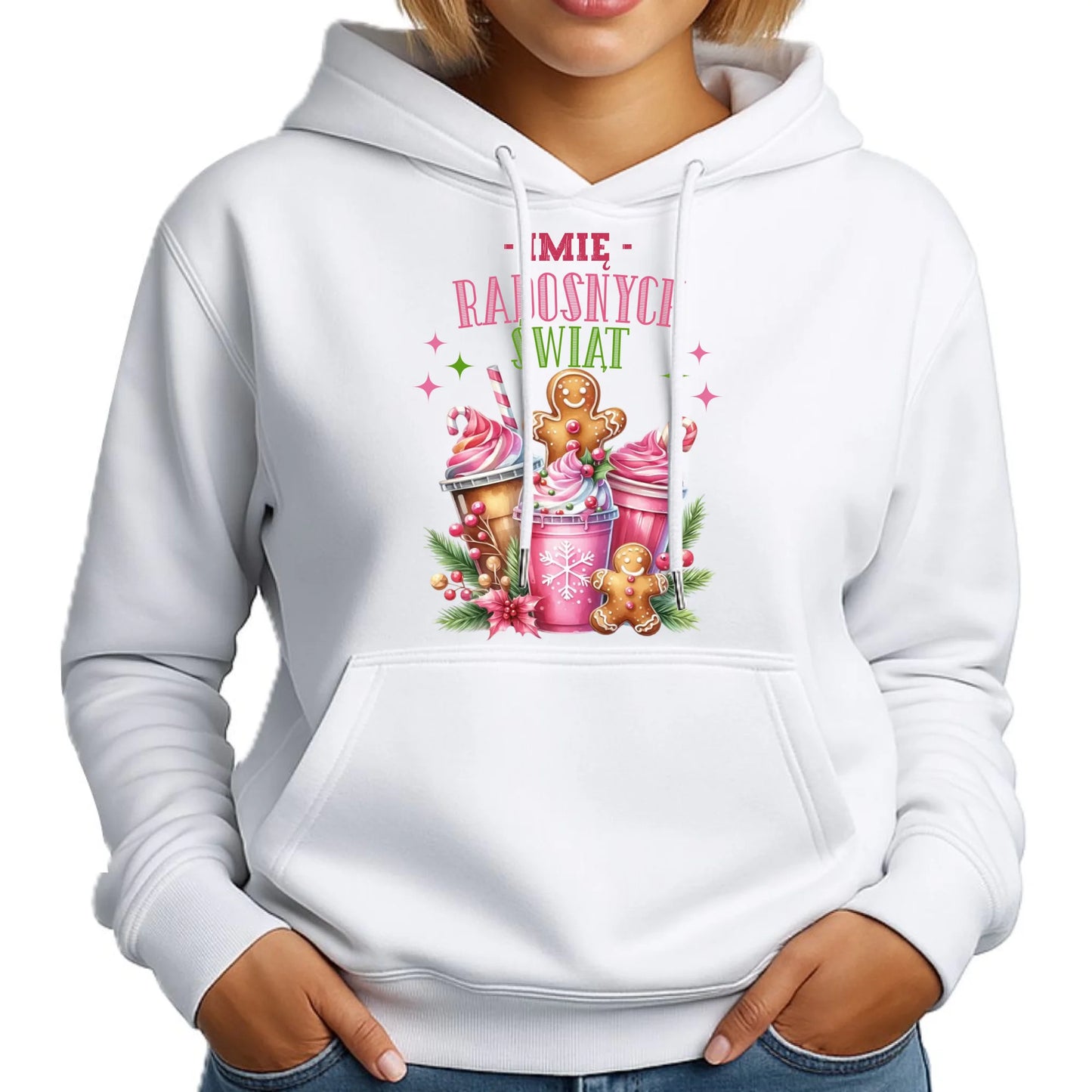 Bluza damska z kapturem świąteczna - Radosnych Świąt - personalizowana BN58 - StoryCups.pl