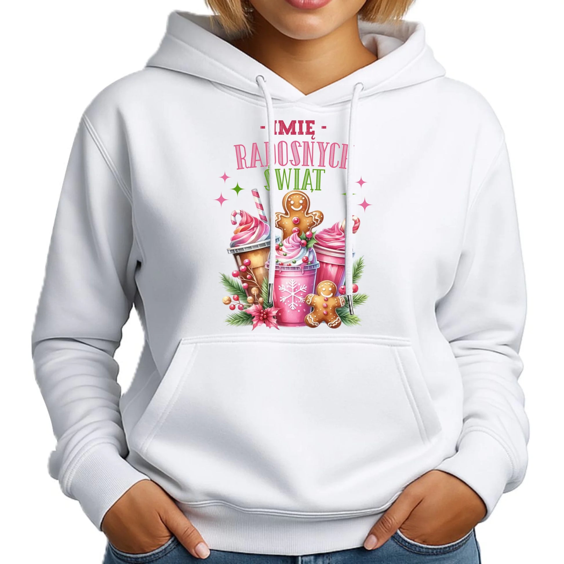 Bluza damska z kapturem świąteczna - Radosnych Świąt - personalizowana BN58 - StoryCups.pl