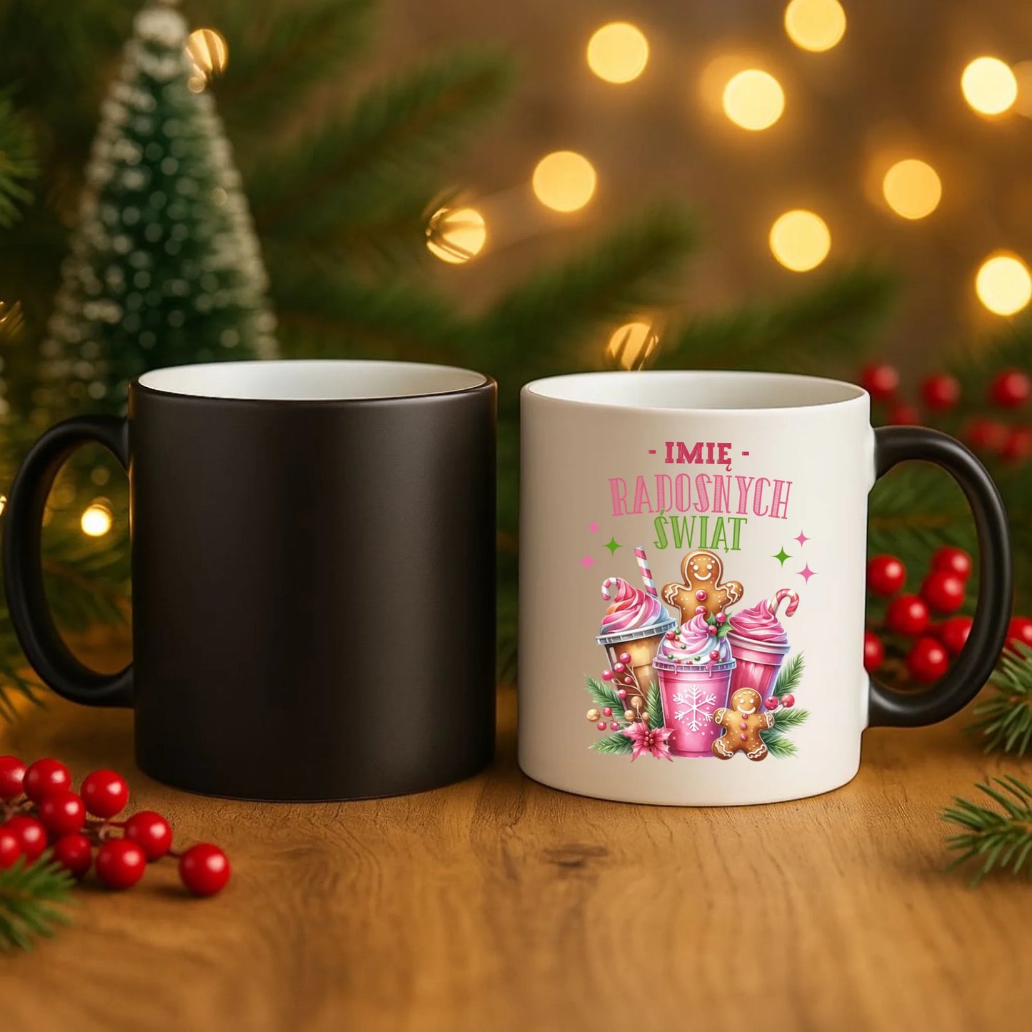 Kubek magiczny świąteczny - Radosnych Świąt - personalizowany BN58 - StoryCups.pl