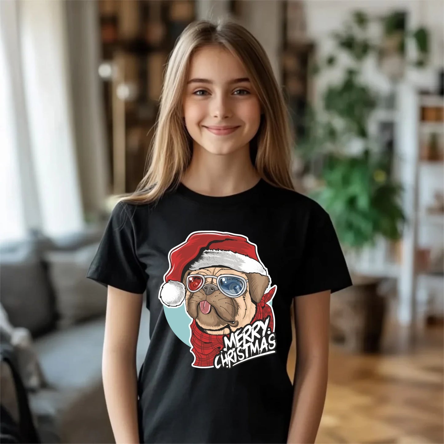 Koszulka dziecięca świąteczna - Mops Merry Christmas BN62