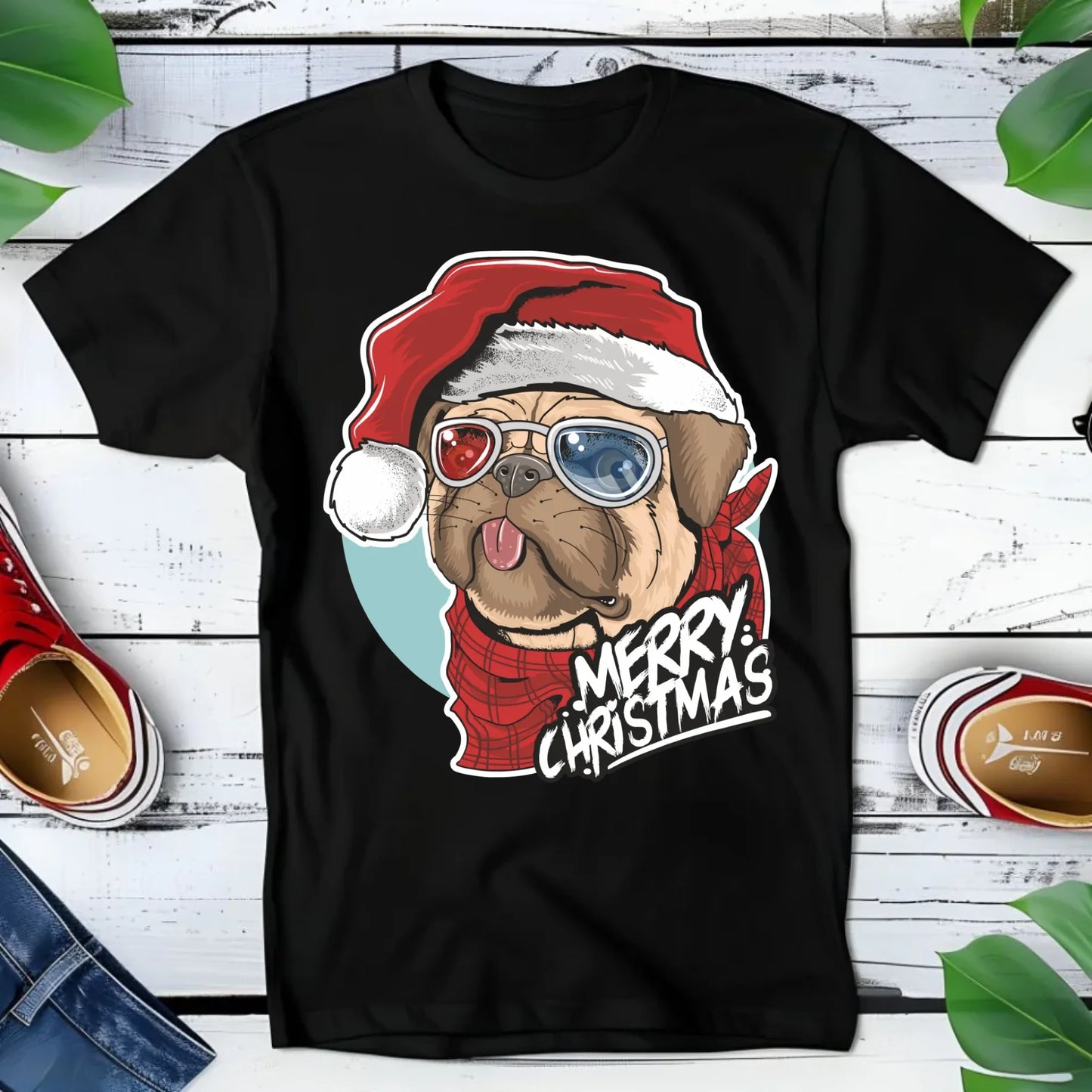 Koszulka dziecięca świąteczna - Mops Merry Christmas BN62