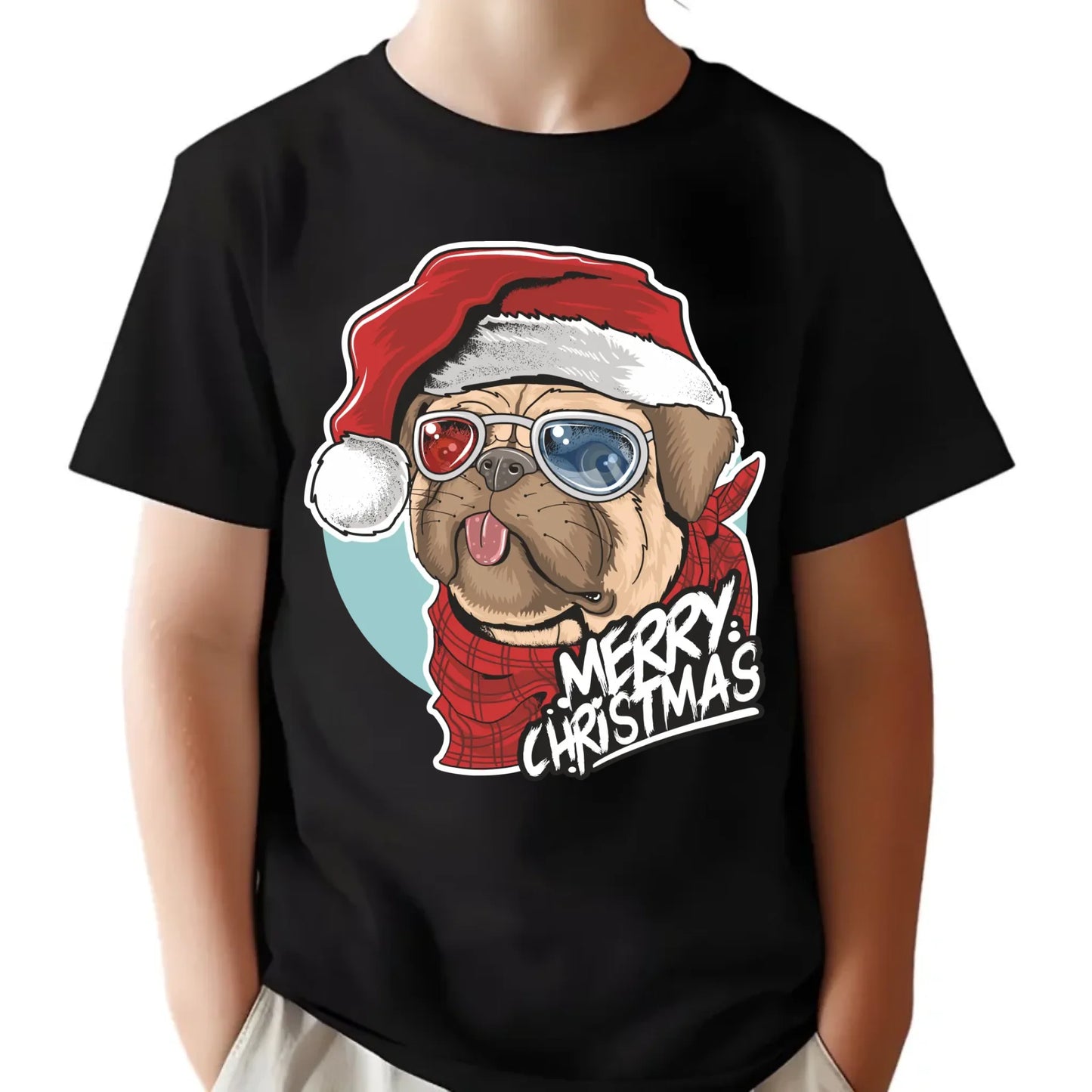 Koszulka dziecięca świąteczna - Mops Merry Christmas BN62