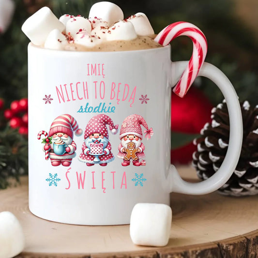 Kubek świąteczny - Skrzaty Słodkie Święta - personalizowany BN57 - StoryCups.pl