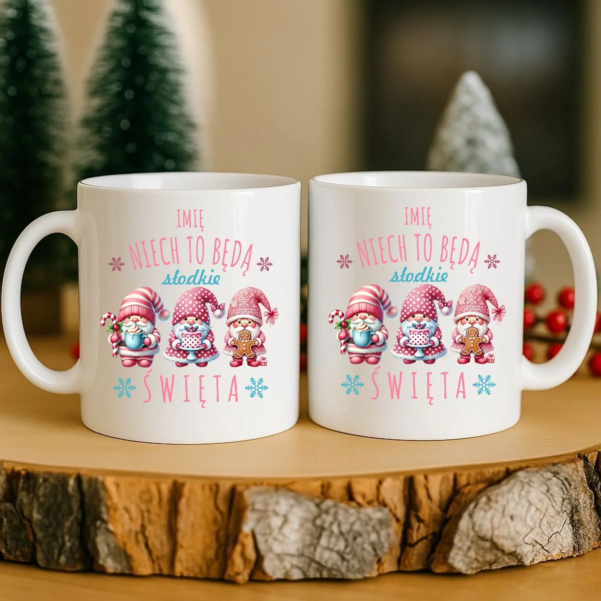 Kubek świąteczny - Skrzaty Słodkie Święta - personalizowany BN57 - StoryCups.pl
