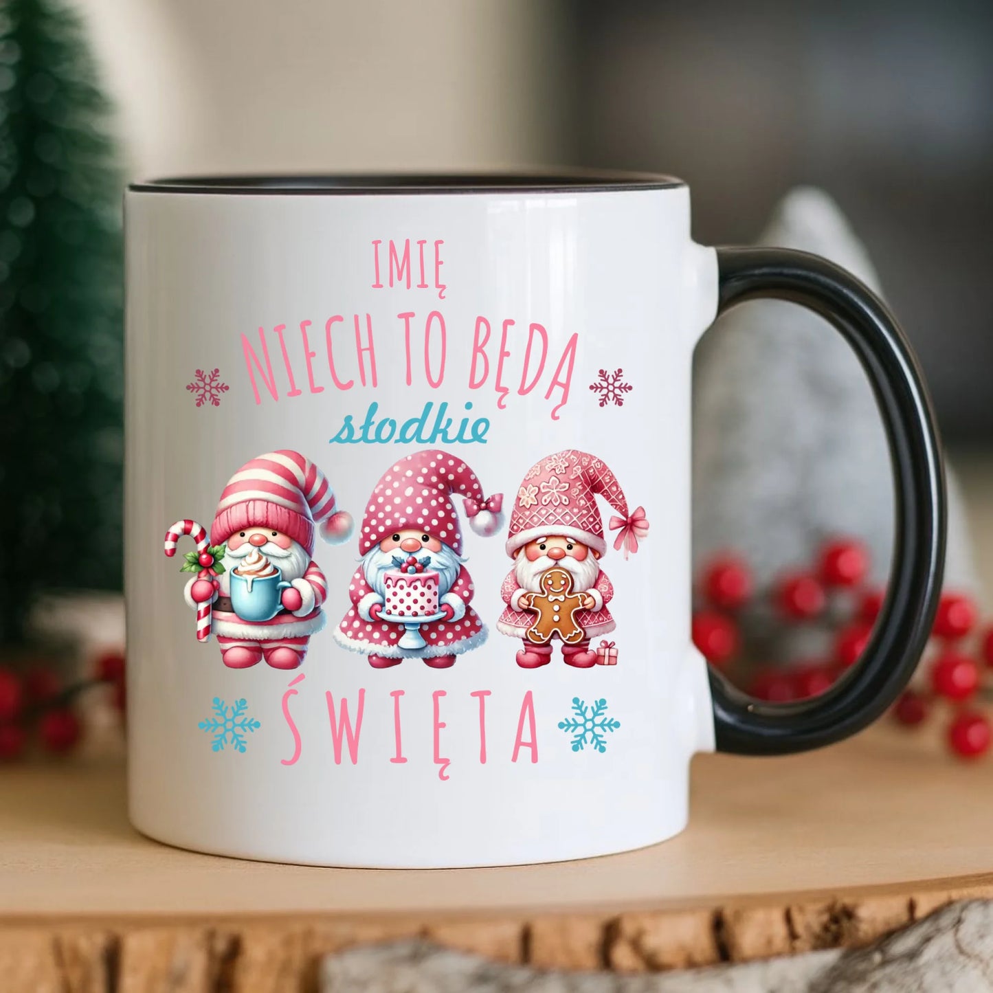 Kubek świąteczny - Skrzaty Słodkie Święta - personalizowany BN57 - StoryCups.pl