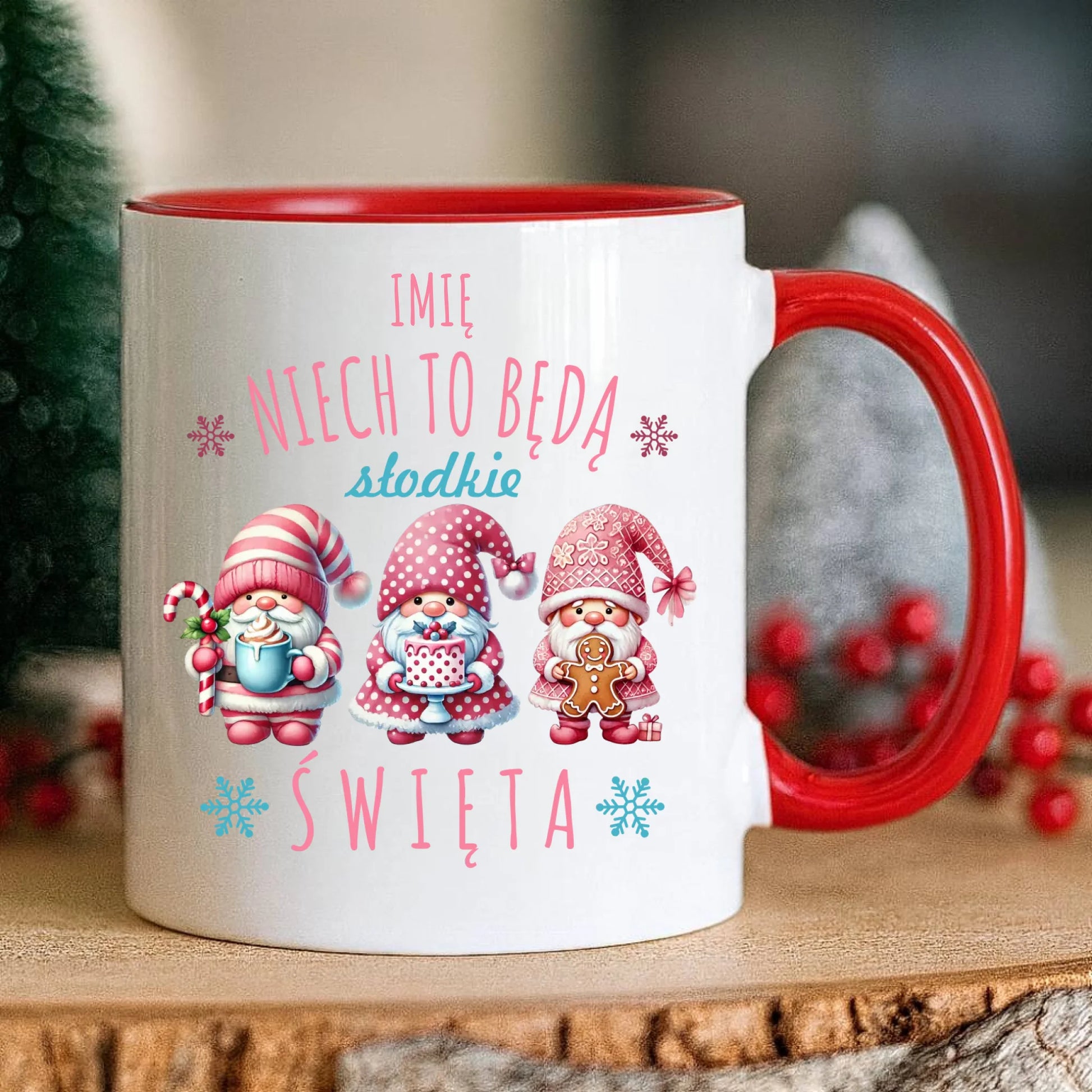 Kubek świąteczny - Skrzaty Słodkie Święta - personalizowany BN57 - StoryCups.pl