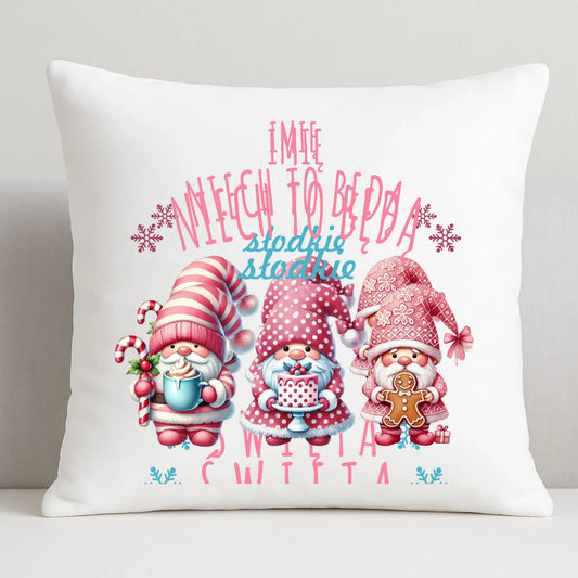 Poduszka świąteczna - Skrzaty Słodkie Święta - personalizowana BN57 - StoryCups.pl