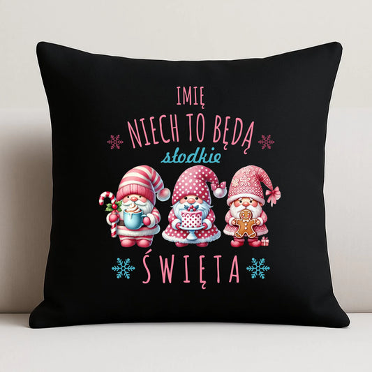 Poduszka dekoracyjna świąteczna - Skrzaty Słodkie Święta - personalizowana BN57 - StoryCups.pl