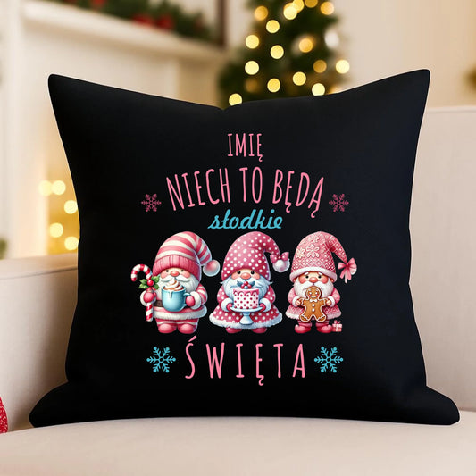 Poduszka dekoracyjna świąteczna - Skrzaty Słodkie Święta - personalizowana BN57 - StoryCups.pl