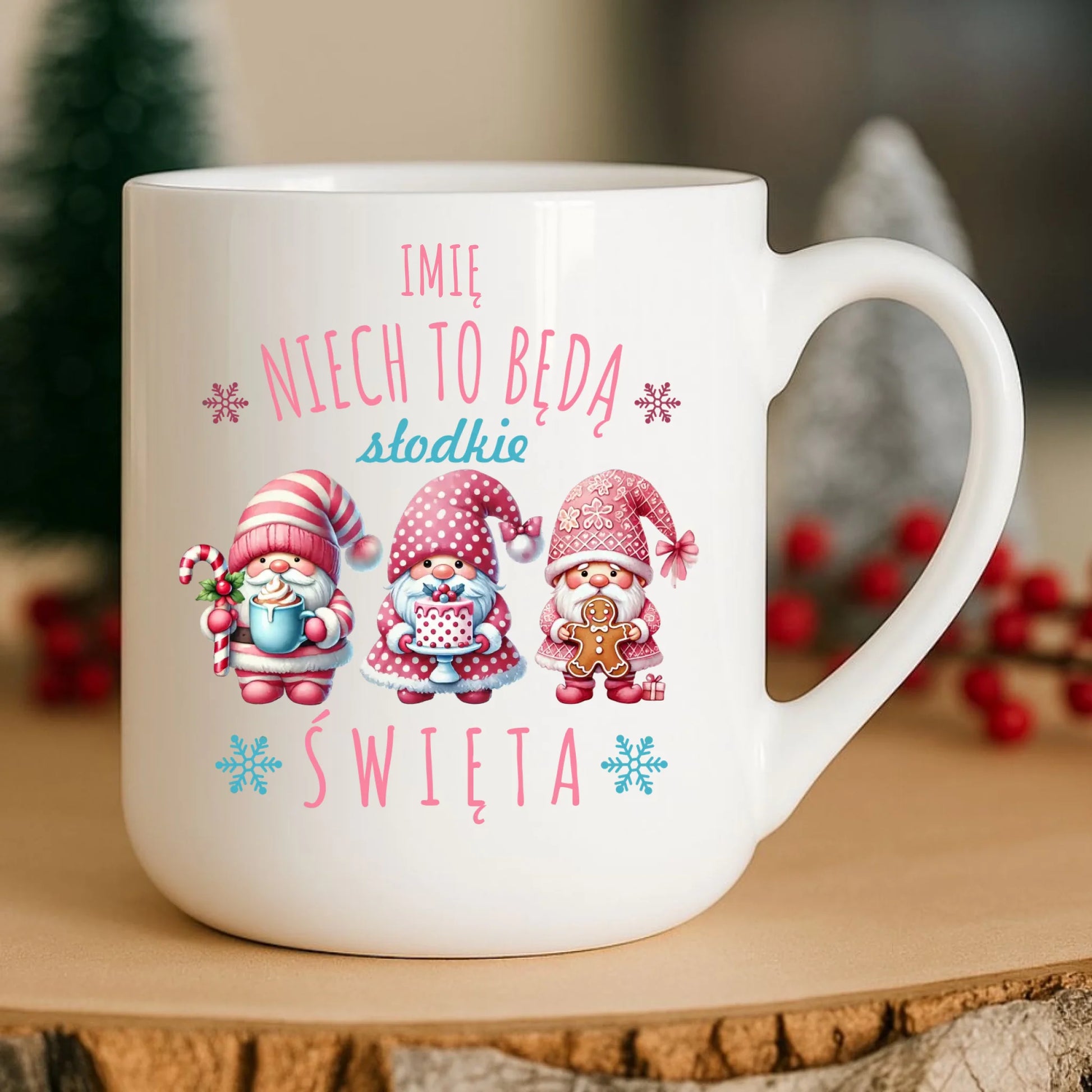 Kubek elegant świąteczny - Skrzaty Słodkie Święta - personalizowany BN57 - StoryCups.pl
