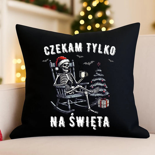 Poduszka dekoracyjna świąteczna - Czekam tylko na święta BN56 - StoryCups.pl