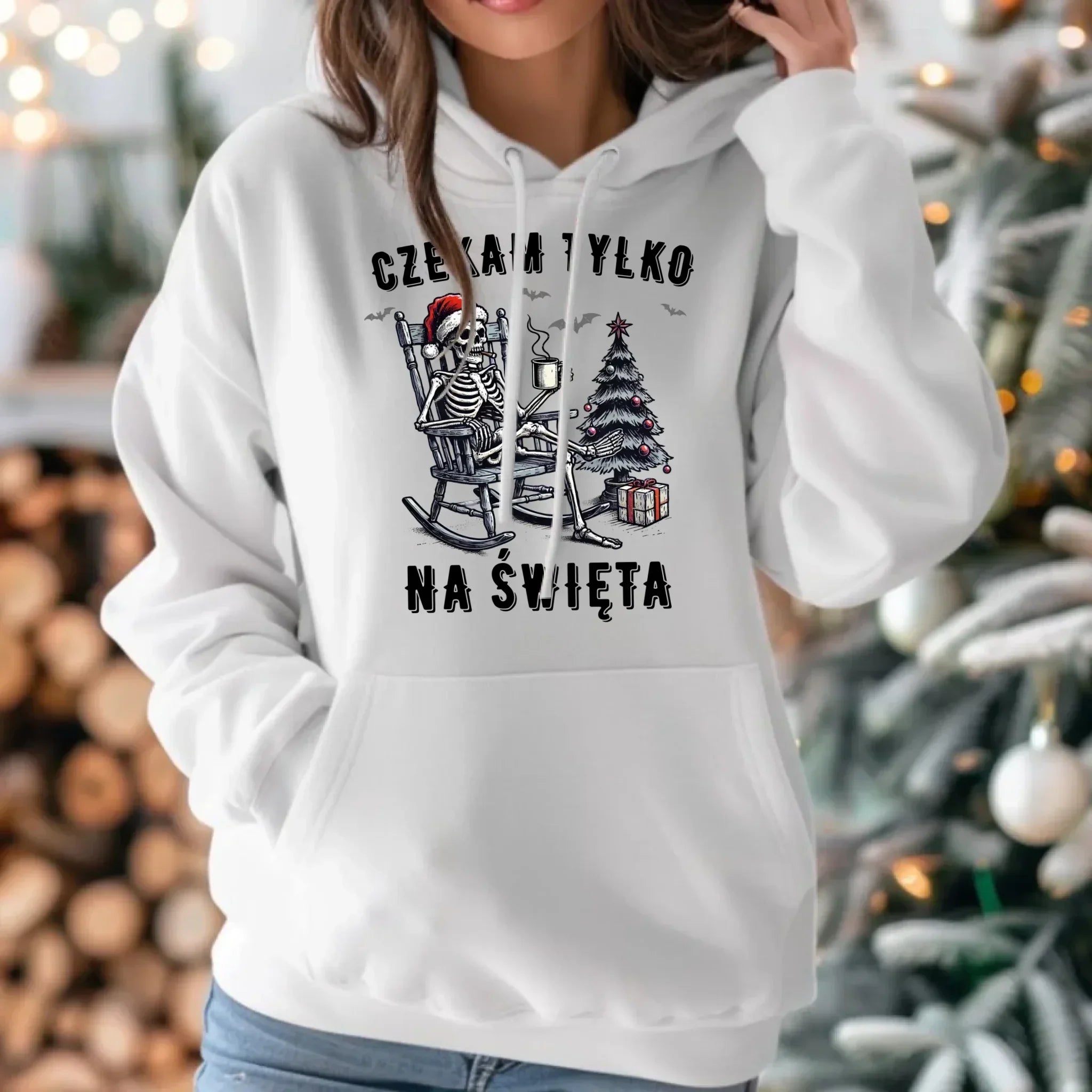 Bluza damska z kapturem świąteczna - Czekam tylko na święta BN56 - StoryCups.pl