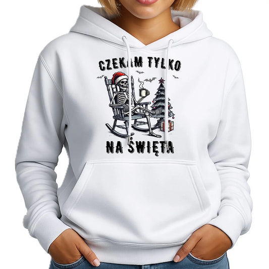 Bluza damska z kapturem świąteczna - Czekam tylko na święta BN56 - StoryCups.pl