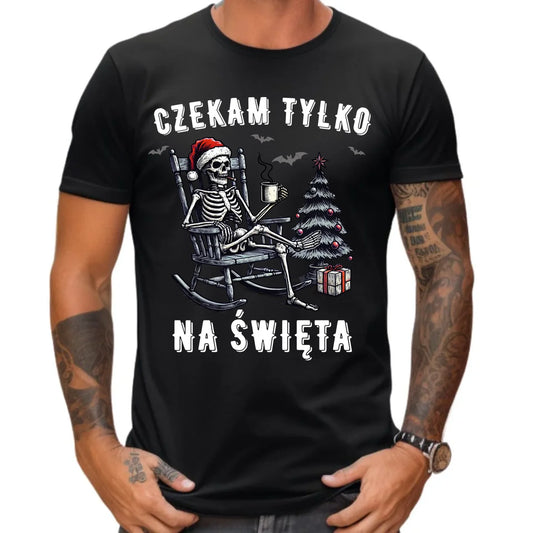 Koszulka męska świąteczna - Czekam tylko na święta BN56 - StoryCups.pl