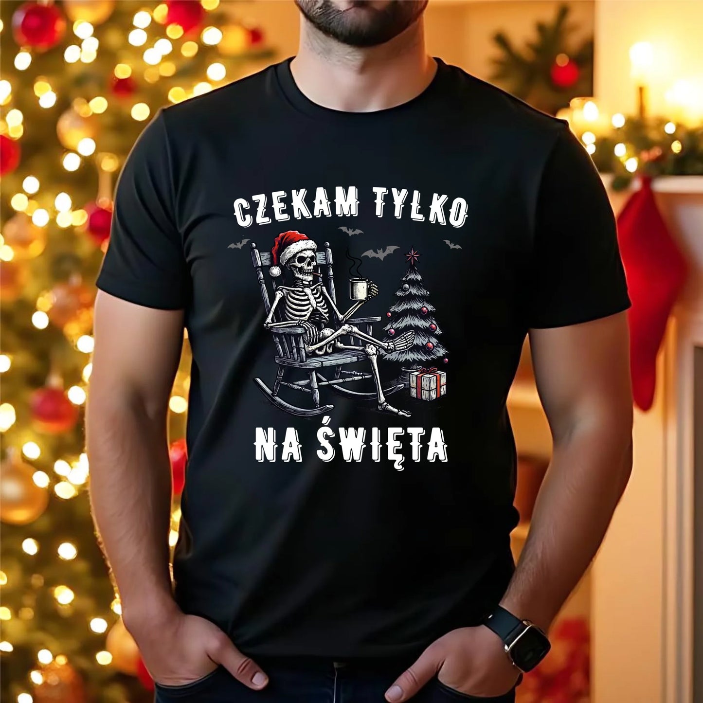 Koszulka męska świąteczna - Czekam tylko na święta BN56 - StoryCups.pl