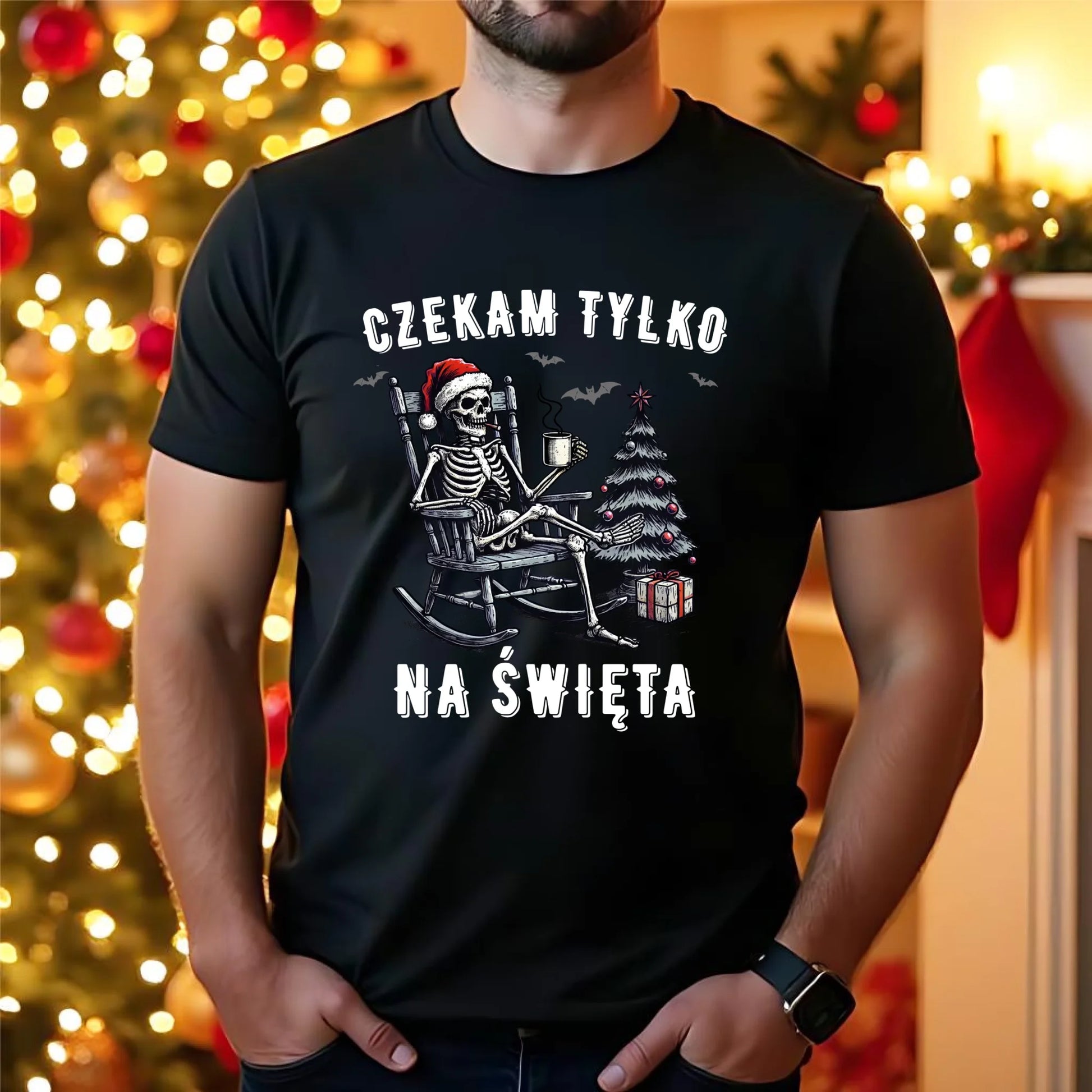 Koszulka męska świąteczna - Czekam tylko na święta BN56 - StoryCups.pl