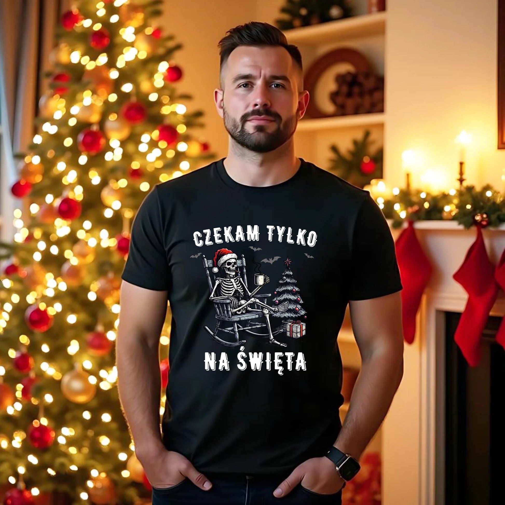 Koszulka męska świąteczna - Czekam tylko na święta BN56 - StoryCups.pl