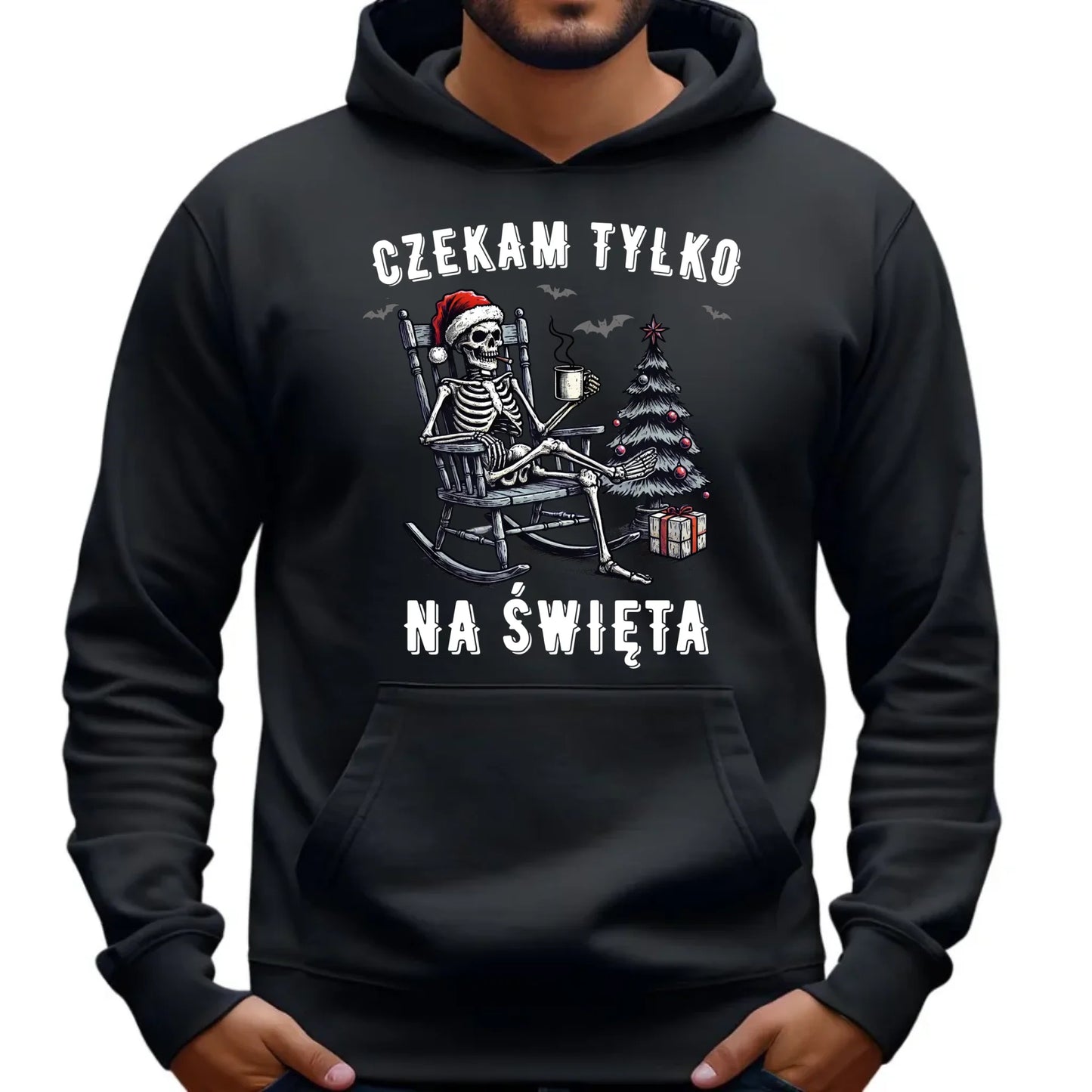 Bluza męska z kapturem świąteczna - Czekam tylko na święta BN56 - StoryCups.pl