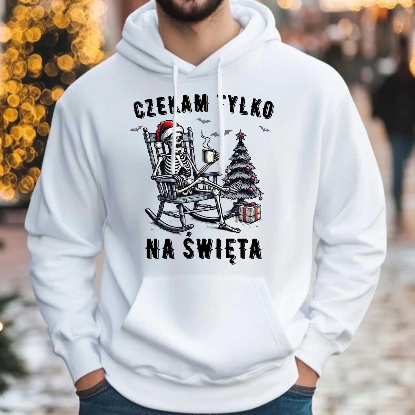 Bluza męska z kapturem świąteczna - Czekam tylko na święta BN56 - StoryCups.pl