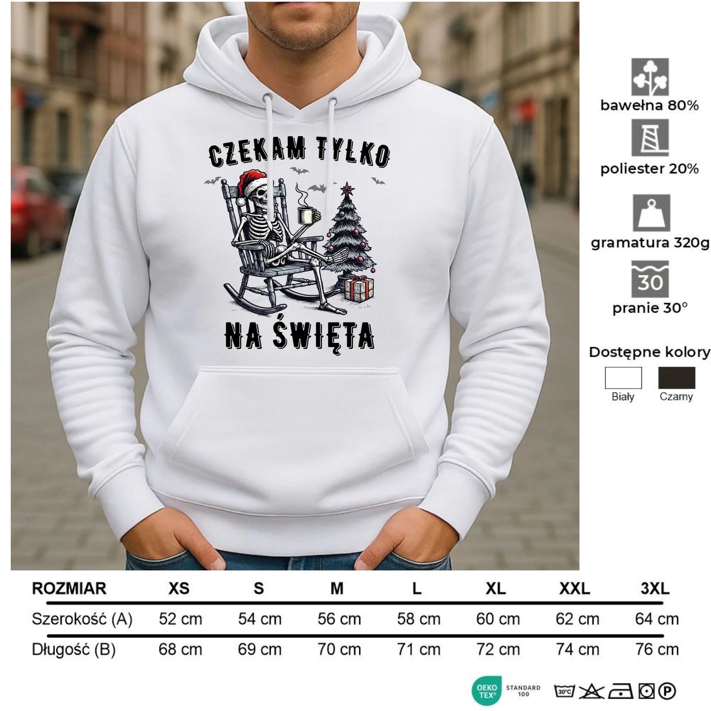 Bluza męska z kapturem świąteczna - Czekam tylko na święta BN56 - StoryCups.pl