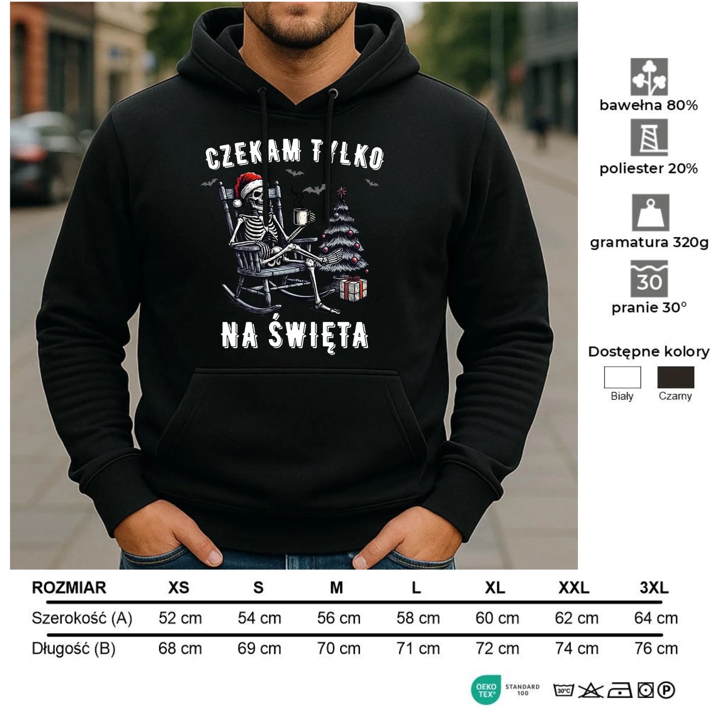 Bluza męska z kapturem świąteczna - Czekam tylko na święta BN56 - StoryCups.pl