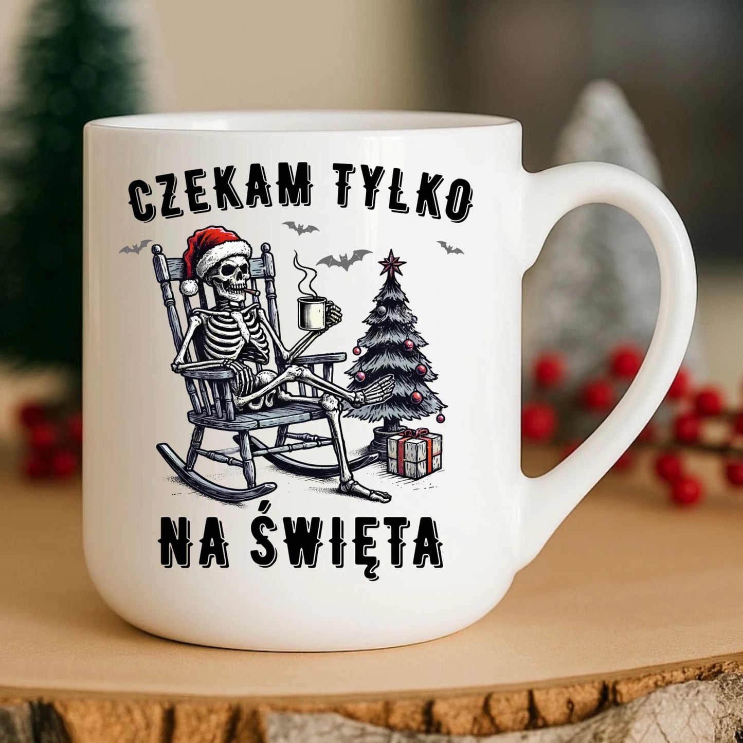 Kubek elegant świąteczny - Czekam tylko na święta BN56 - StoryCups.pl