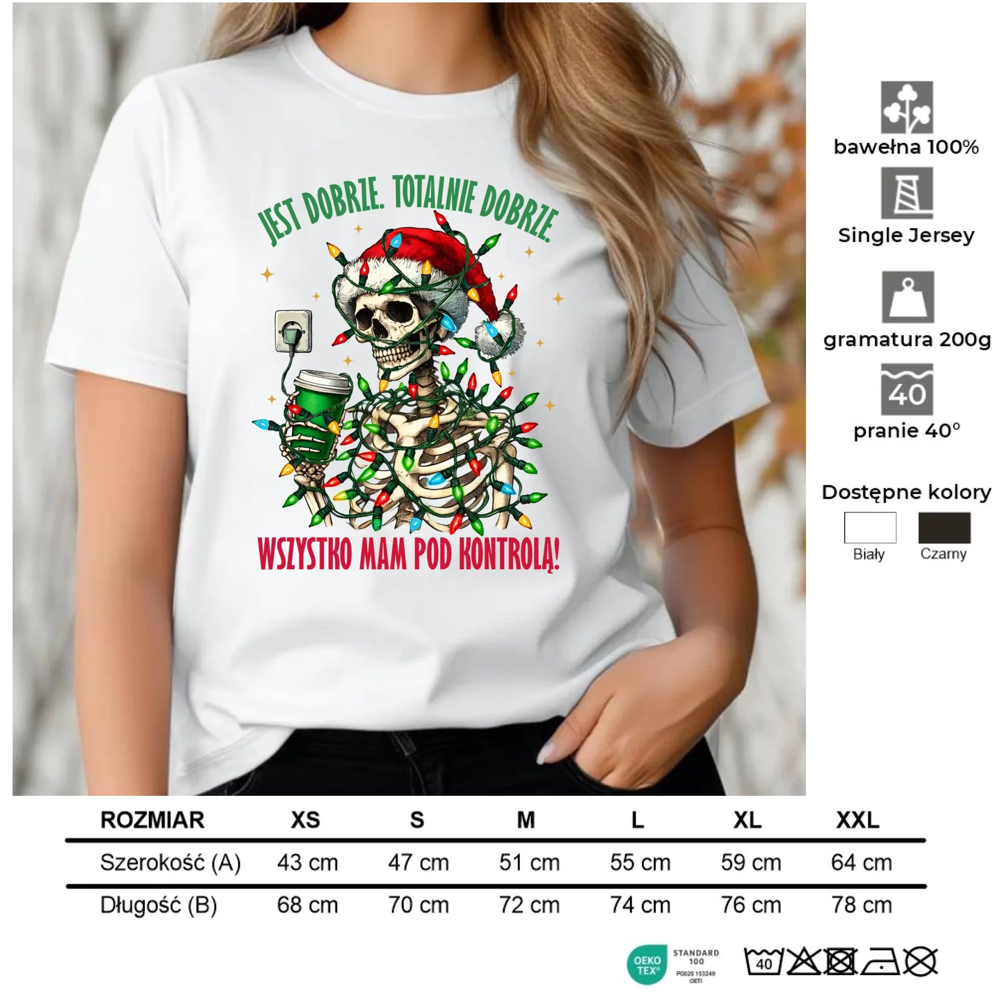Koszulka damska świąteczna - Jest dobrze Wszystko mam pod kontrolą BN55 - StoryCups.pl
