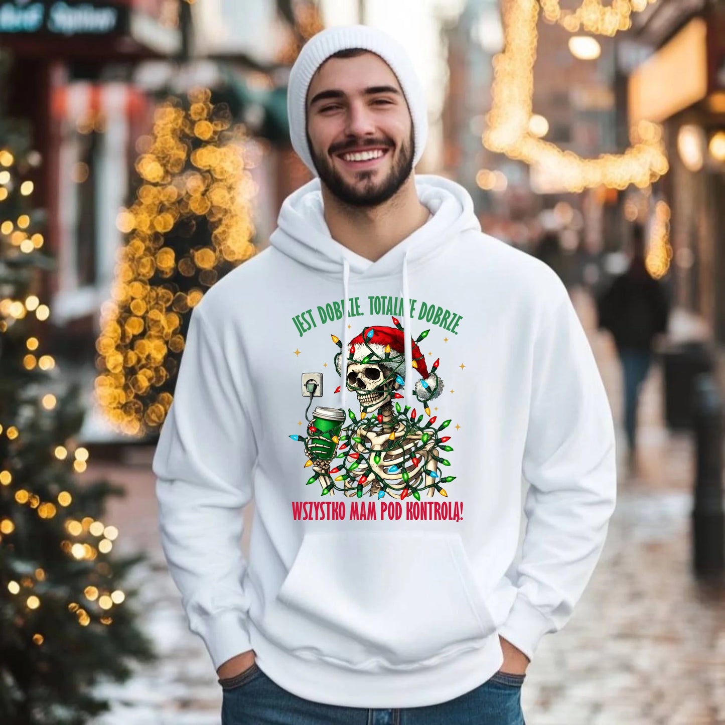 Bluza męska z kapturem świąteczna - Jest dobrze Wszystko mam pod kontrolą BN55