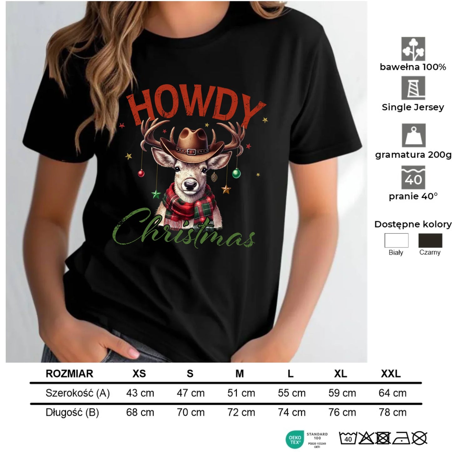 Koszulka damska świąteczna - Howdy Christmas BN54 - StoryCups.pl