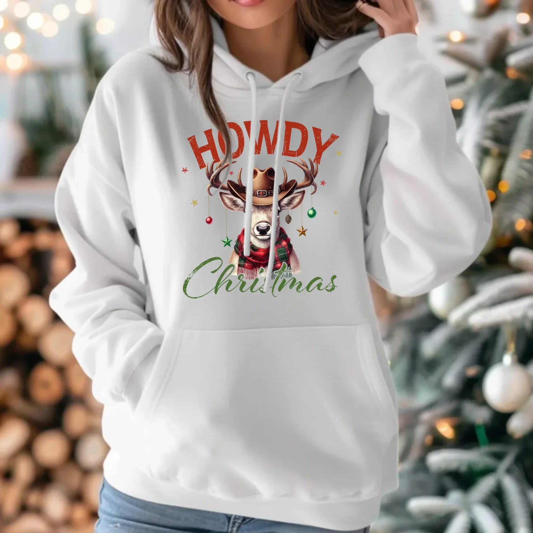 Bluza damska z kapturem świąteczna - Howdy Christmas BN54 - StoryCups.pl